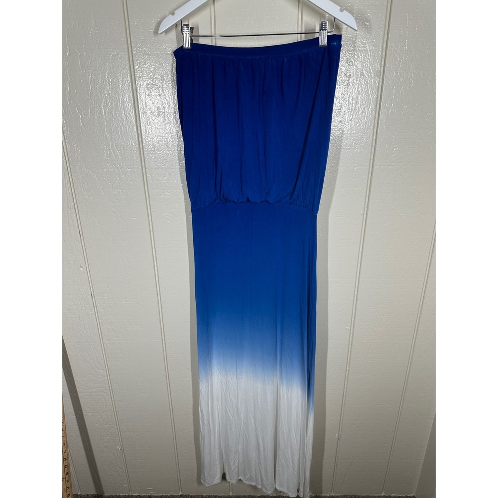 Elan Dress Womens Small Blue White Ombre MDT592 Strapless Maxi Tube Jersey Knit